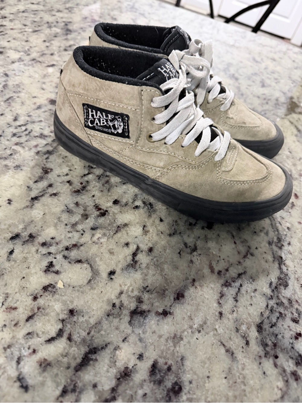 Vans Half Cab Beige Suede Sneakers with Black Sole